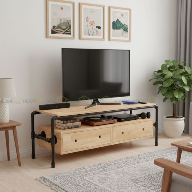 KTV68021 - Kệ ti vi PIPE hai ngăn kéo - 150x45x50 (cm)