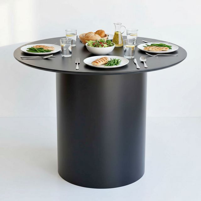 Bàn ăn tròn 100cm gỗ cao su sơn màu đen BA68180 Bàn ăn tròn 100cm gỗ cao su sơn màu đen BA68180