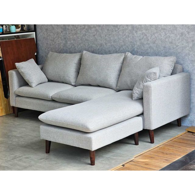 Sofa góc L 220x86cm nệm bọc vải chân gỗ SFL68023