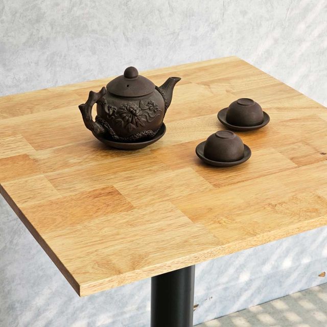 Bàn cafe vuông 60cm gỗ cao su chân sắt hình sao CFD68214