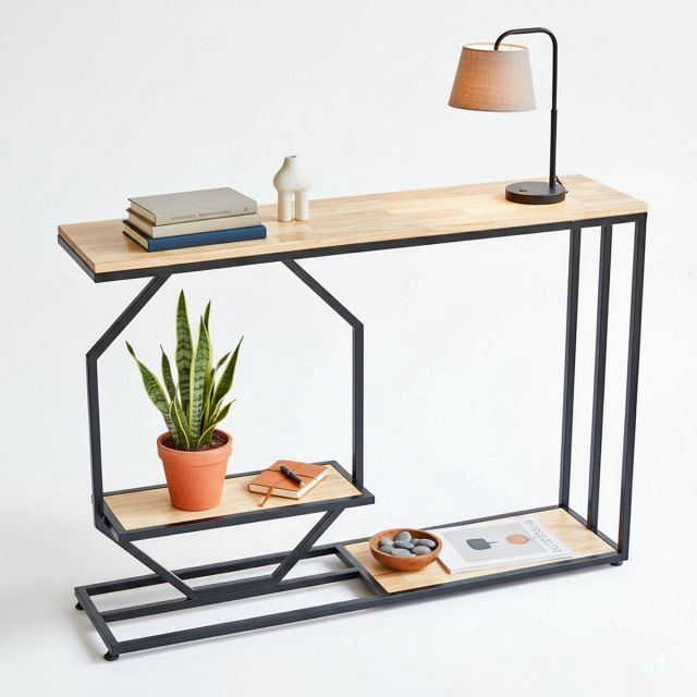 Bàn console 120x30x82cm gỗ cao su khung sắt CST073