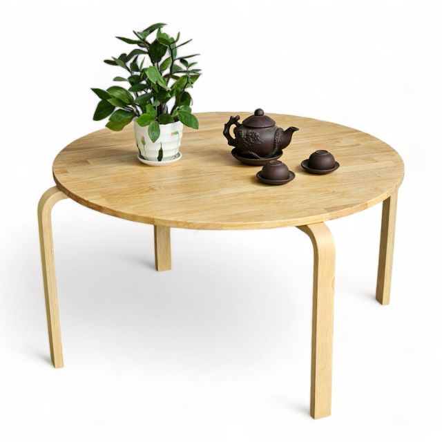 Bàn sofa  tròn 80cm gỗ cao su chân plywood uốn cong TT68268 Bàn sofa  tròn 80cm gỗ cao su chân plywood uốn cong TT68268