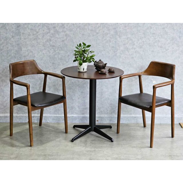 Combo bộ bàn cafe tròn 70cm và 2 ghế Hirosima gỗ CBCF306
