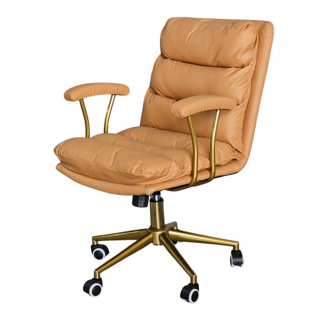 Ghế xoay bọc nệm da Microfiber chân thép sơn nhũ vàng GAK168