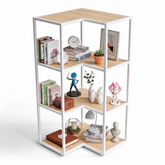 Kệ góc tường 60x60x120cm gỗ plywood khung sắt KGT68027 Kệ góc tường 60x60x120cm gỗ plywood khung sắt KGT68027