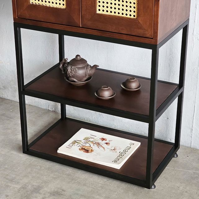 Tủ trang trí 60x35x120cm gỗ cao su khung chân sắt KTB68161