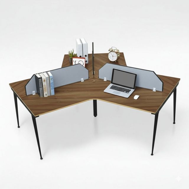 Bàn cụm 3 người 285x247cm gỗ plywood hệ CONE HBCO056 Bàn cụm 3 người 285x247cm gỗ plywood hệ CONE HBCO056