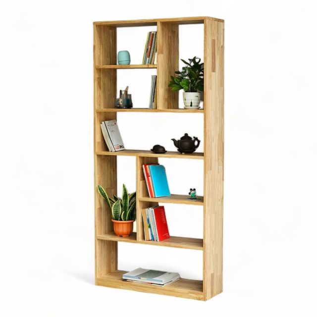 Kệ sách 6 tầng 80x25x170cm gỗ cao su KS68232 Kệ sách 6 tầng 80x25x170cm gỗ cao su KS68232