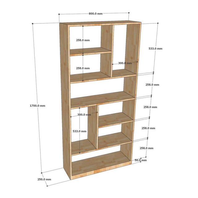 Kệ sách 6 tầng 80x25x170cm gỗ cao su KS68232