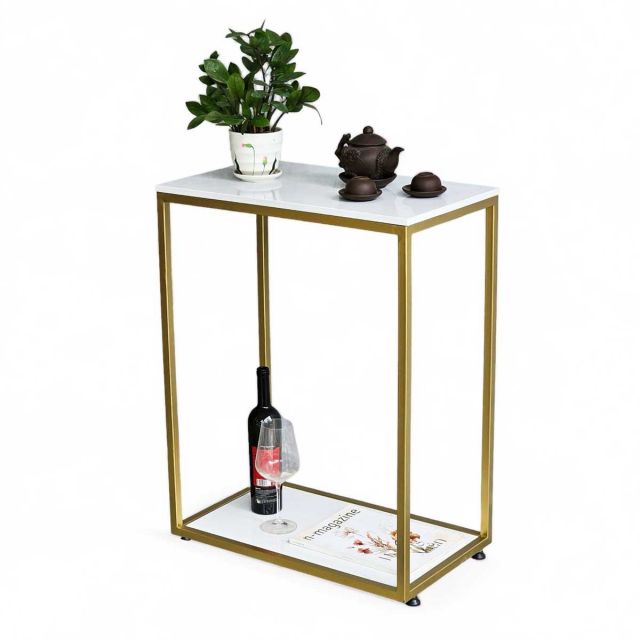 Kệ trang trí 2 tầng 60x30x75cm mặt đá khung sắt KTB68163 Kệ trang trí 2 tầng 60x30x75cm mặt đá khung sắt KTB68163