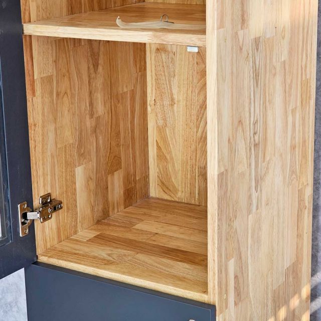 Tủ hồ sơ 40x40x220cm gỗ cao su có cửa kính THS68018