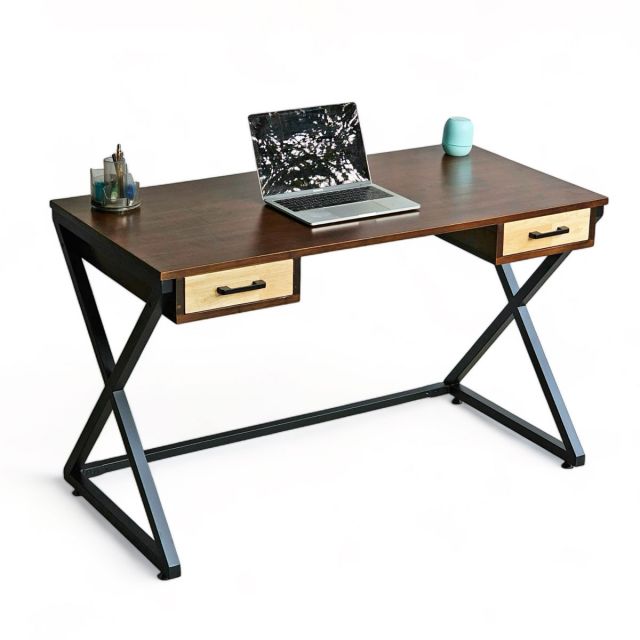 Bàn làm việc có ngăn kéo 120x60cm gỗ cao su chân chữ X BD68115 Bàn làm việc có ngăn kéo 120x60cm gỗ cao su chân chữ X BD68115