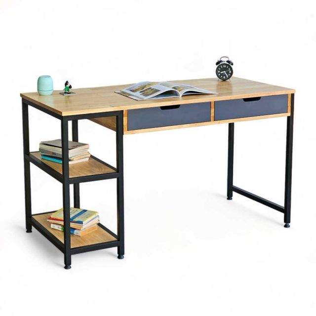 Bàn làm việc chân kệ có ngăn kéo 130x60cm gỗ cao su BD68117 Bàn làm việc chân kệ có ngăn kéo 130x60cm gỗ cao su BD68117