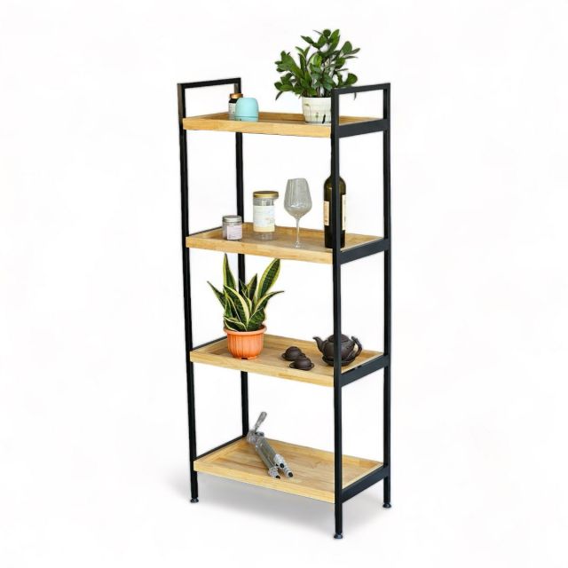 Kệ nhà bếp 4 tầng 64x35x150cm gỗ cao su khung sắt KB68045 Kệ nhà bếp 4 tầng 64x35x150cm gỗ cao su khung sắt KB68045