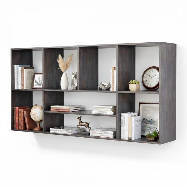 Kệ sách treo tường 200x40x100cm gỗ cao su KS68238