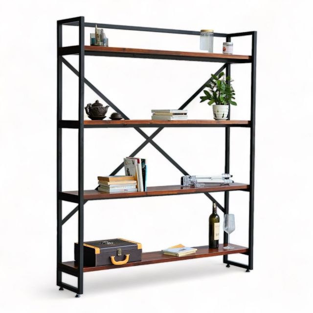 Kệ trang trí khung sắt 4 tầng 140x30x167cm gỗ tràm KTB68168 Kệ trang trí khung sắt 4 tầng 140x30x167cm gỗ tràm KTB68168