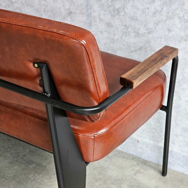 Ghế sofa băng Napa tay viền gỗ nệm bọc simili cao cấp SFB68040
