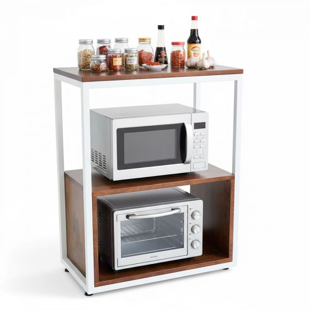 Kệ nhà bếp 68x35x82cm gỗ cao su khung sắt KB68047