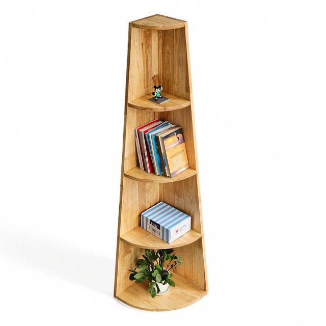 Kệ góc tường hình quạt 35x35x140cm gỗ cao su KGT68028 Kệ góc tường hình quạt 35x35x140cm gỗ cao su KGT68028
