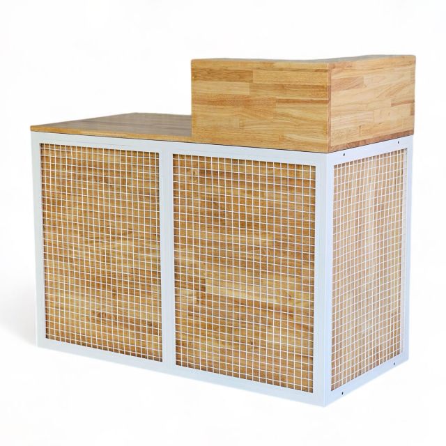 Quầy thu ngân có ngăn để két tính tiền 120x60x82cm gỗ cao su BLT68022 Quầy thu ngân có ngăn để két tính tiền 120x60x82cm gỗ cao su BLT68022