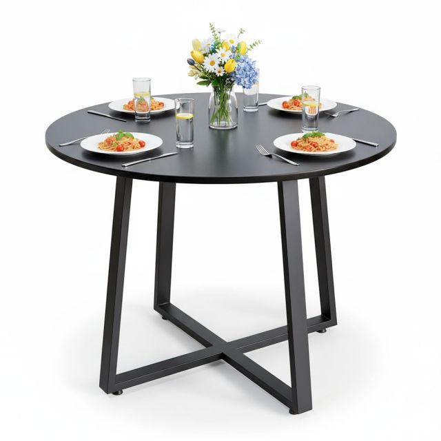 Bàn tròn đk 100/120cm gỗ cao su chân sắt BA68194