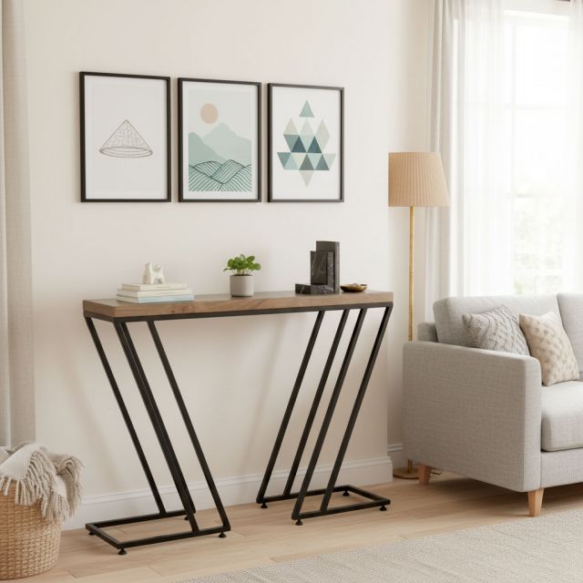 Bàn Console 120x30x85cm gỗ thông chân sắt CST078
