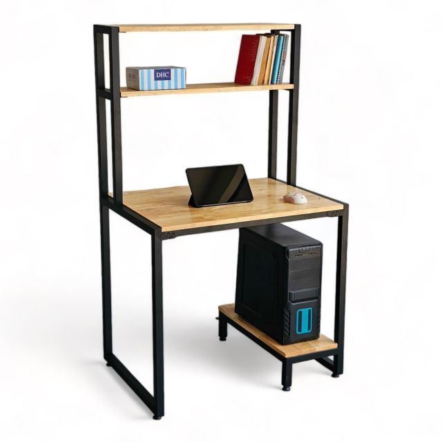 Bàn máy tính nhỏ liền kệ 85x60x140cm gỗ cao su FD68065 Bàn máy tính nhỏ liền kệ 85x60x140cm gỗ cao su FD68065