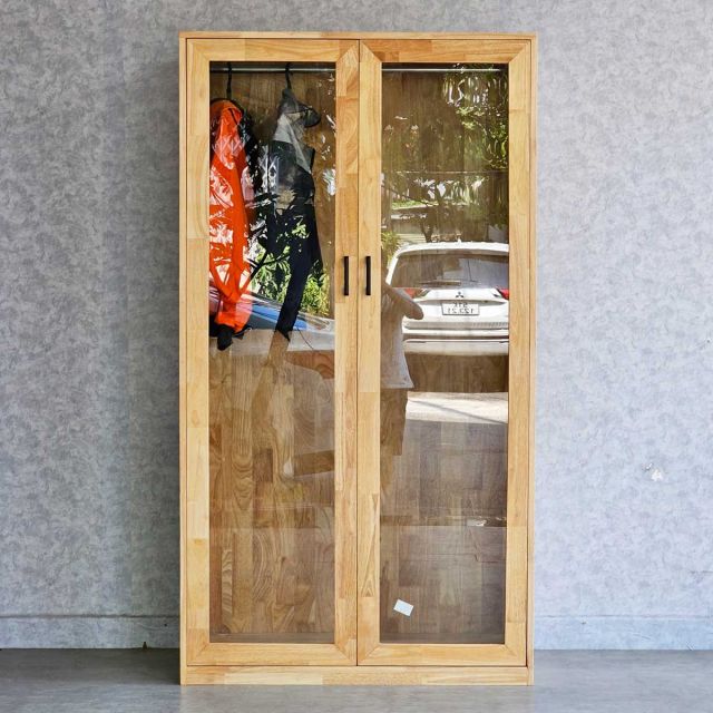 Tủ quần áo 2 cánh 100x50x180cm gỗ cao su TQA68050