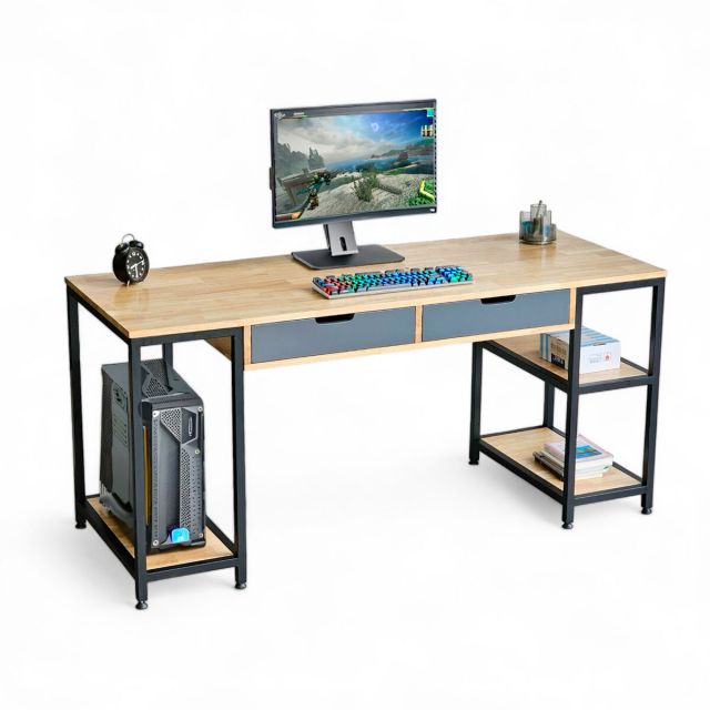 Bàn máy tính liền chân kệ 160x60cm gỗ cao su BD68120 Bàn máy tính liền chân kệ 160x60cm gỗ cao su BD68120