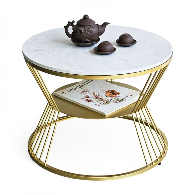 Bàn sofa 2 tầng 60x60cm chân sắt mặt đá TT68275 Bàn sofa 2 tầng 60x60cm chân sắt mặt đá TT68275