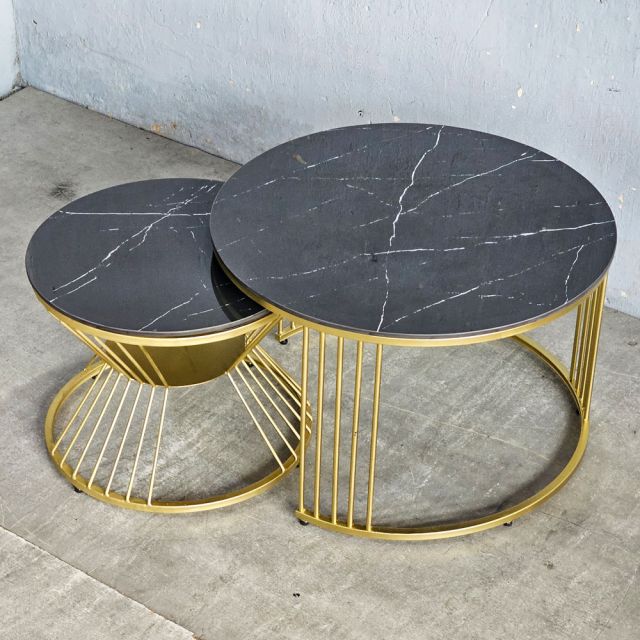 Bàn sofa đôi mặt đá khung sắt TT68214