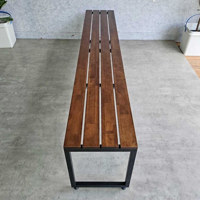 Ghế băng dài 200x35cm gỗ cao su chân sắt GBD028