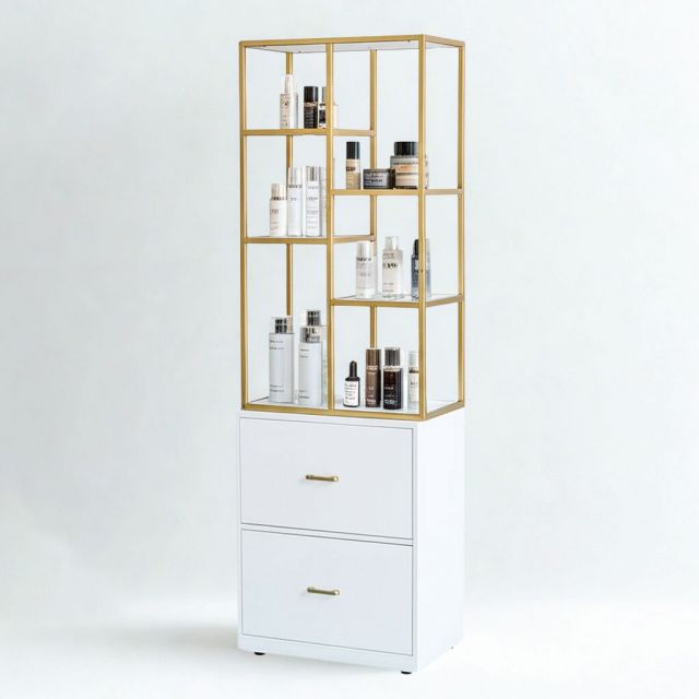 Kệ tủ trưng bày Beauty 65x40x180cm gỗ cao su KTB68182