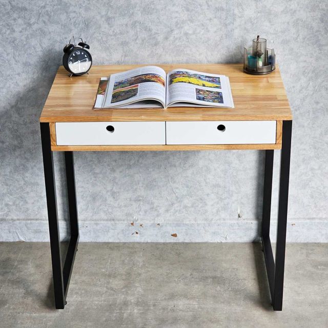 Bàn học mini 2 ngăn kéo 80x50x75cm gỗ cao su BD68062