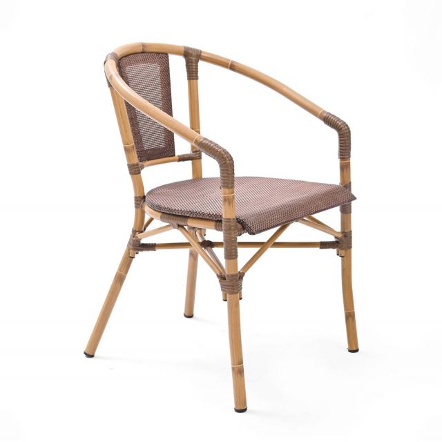 Ghế nhôm ngoài trời tay tựa lưới Textilen giả mây GCF215 Ghế nhôm ngoài trời tay tựa lưới Textilen giả mây GCF215