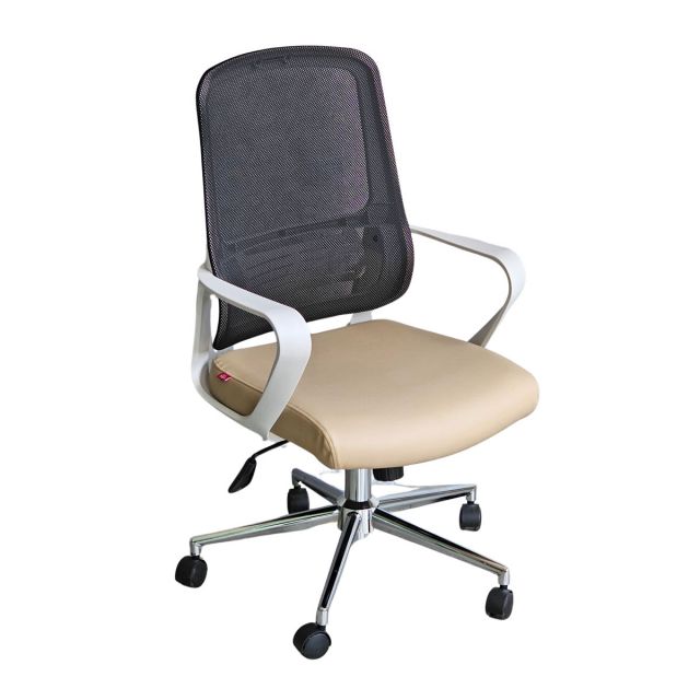 Ghế lưới văn phòng chân xoay nệm bọc da M1102T-1 Ghế lưới văn phòng chân xoay nệm bọc da M1102T-1