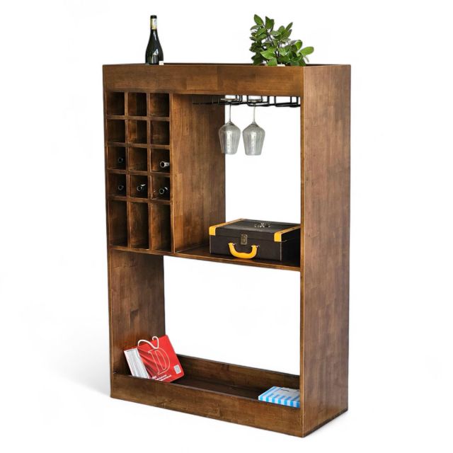 Kệ đựng rượu 100x40x150cm gỗ cao su KR68003 Kệ đựng rượu 100x40x150cm gỗ cao su KR68003