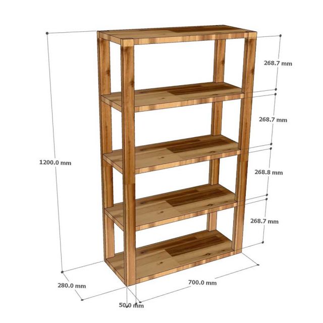 Kệ sách 5 tầng 70x28x120cm gỗ tràm KS68254