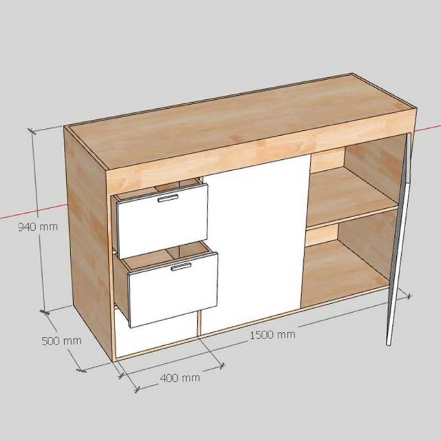 Tủ để đồ đa năng 150x50x94cm gỗ cao su KTB68184