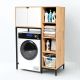 Kệ máy giặt liền tủ kệ 105x65x155cm gỗ cao su KMG68019