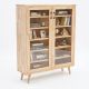 Tủ trưng bày cửa kính NOLAN 100x30x120cm gỗ cao su KTB68217