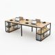 Bàn cụm 4 chỗ liền kệ 240x120cm gỗ cao su CBLV001