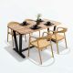 Combo bàn ăn gỗ và 4 ghế neva có tay BBA216