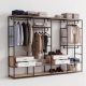 Kệ tủ treo quần áo 312x30x200cm gỗ cao su TQA68095