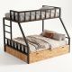 Giường tầng 3 người có hộc kéo gỗ cao su khung sắt - GT024