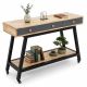 Bàn console di động có ngăn kéo 120x40x80cm gỗ cao su chân sắt CST118