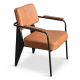 Ghế sofa đơn nệm nâu tay viền gỗ sang trọng GSD68028