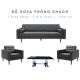 Bộ bàn ghế sofa simili màu đen và bàn sofa mặt đá CBSF68008