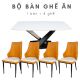 Bộ bàn ghế ăn 4 người bàn ăn mặt đá ghế lưng cao CBBA044