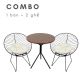 Combo Bàn Cafe Tròn 60cm Và 2 Ghế Cafe Sắt Hình Nón CBCF101